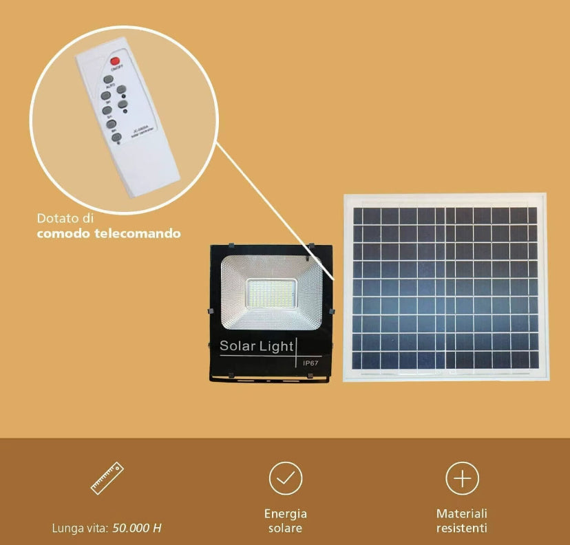 Projecteur 200w avec panneau solaire et télécommande