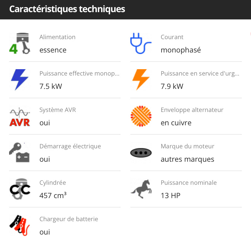 Groupe électrogène diesel 7.9kw geotech