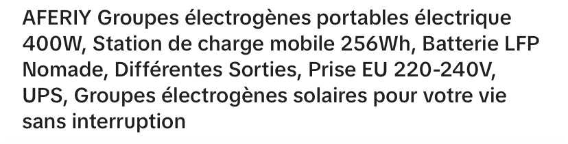 Groupe électrogène AFERIY 400w